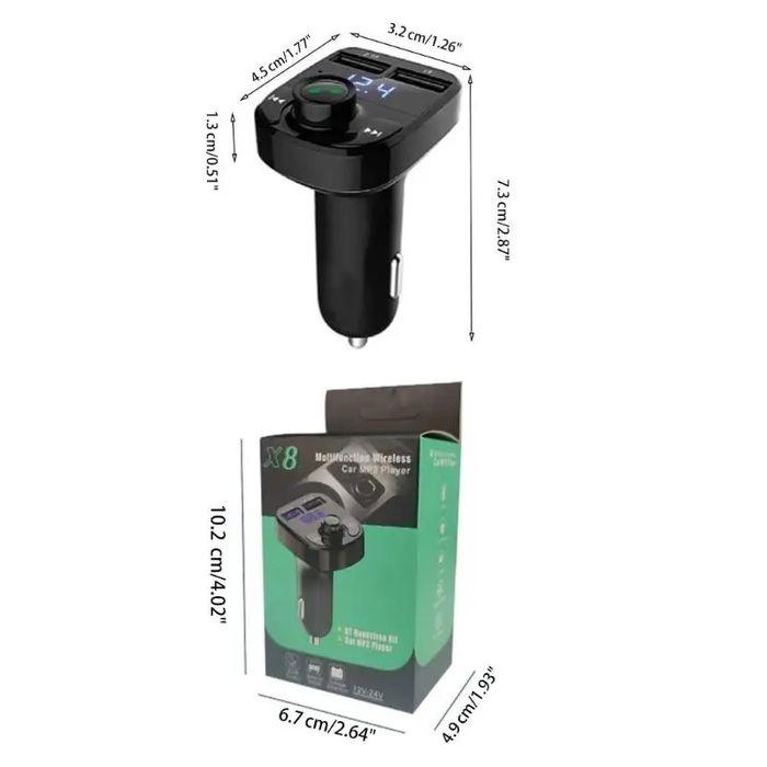 Bluetooth FM модулятор автомобильный X8 | со слотом для microSD карты