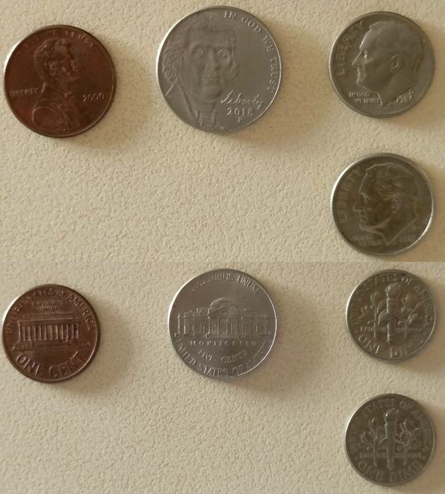 Moedas e Notas do Canadá (e E. U. A.) -  Dólar e Cêntimos