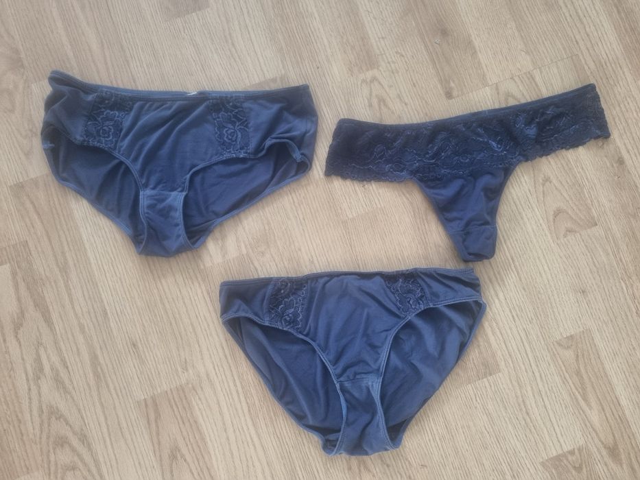 #bielizna #damska #majtki #stringi #M/L #granatowe #3szt