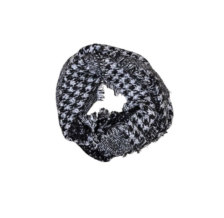 OVS ciepły gruby szal damski biało-czarny jesień/zima 54 X 205 cm