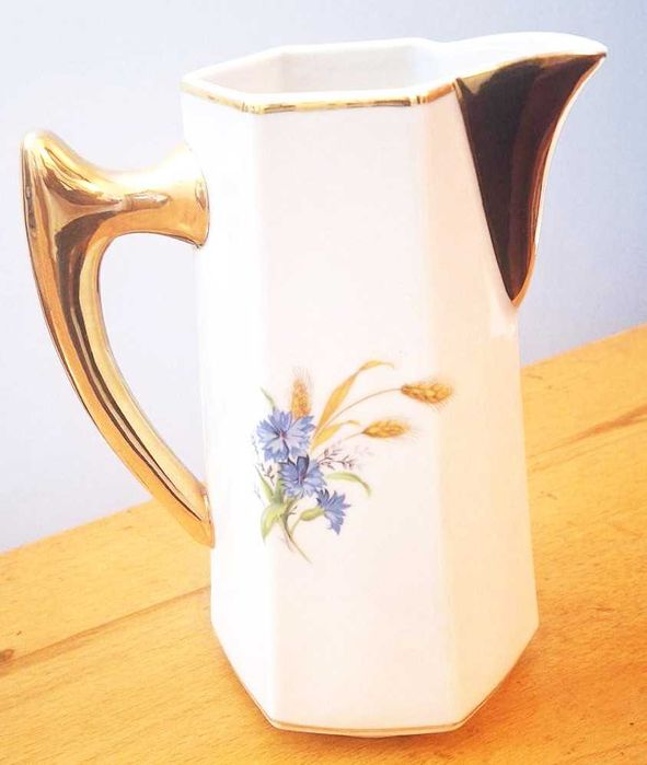 Caneca hexagonal em porcelana C.F. Viana, floral