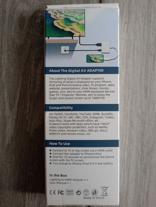 Adapter przejściówka Lightning na cyfrowe AV