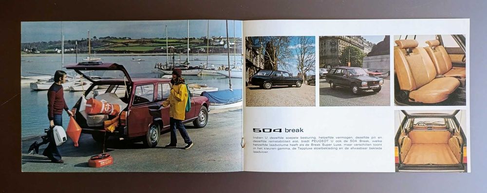 Folheto brochura publicidade memorabília 1973 Peugeot 504