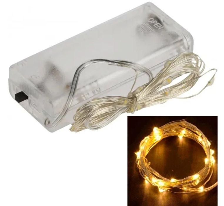 Гирлянды на батарейках 3,5,10 м.желтые.