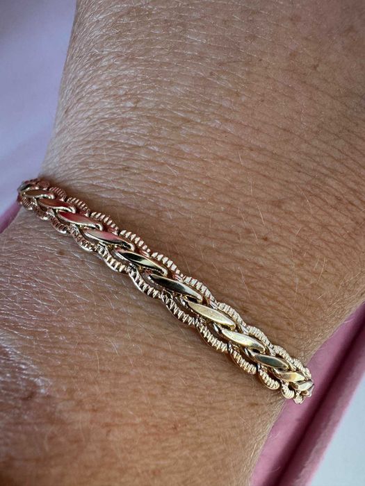 Bransoletka 19 cm stal nierdzewna elegancka pozłacana 18k b301