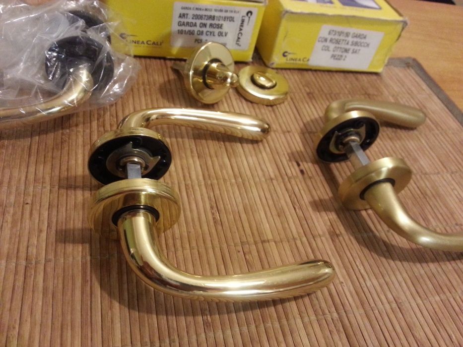 Ручки дверные(пара)Linea cali garda, полированная латунь,Италия ,новые