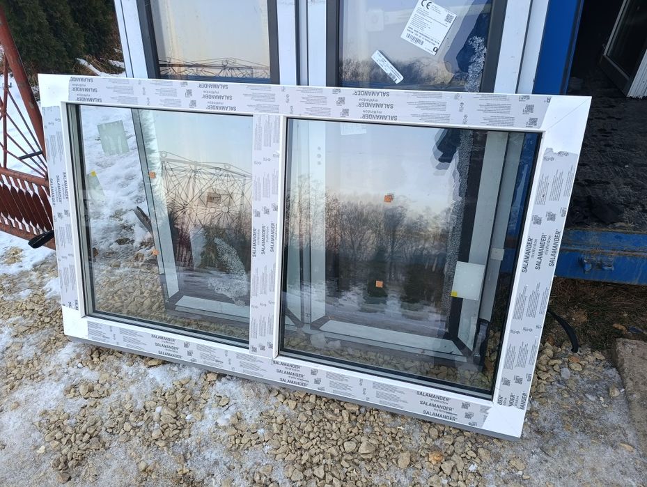 Okno 155x90 5szt nowe fix 3-szybowe białe dwukwaterowe
