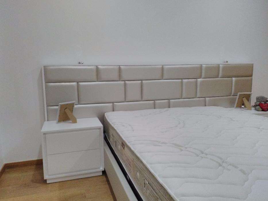 Cama 09 Estofada Nova + Estrado + Colchão (Fabricante)