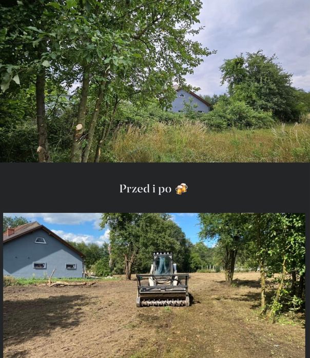 MULCZOWANIE MULCZER oczyszczanie terenu z trawy samosiejek drzew pni