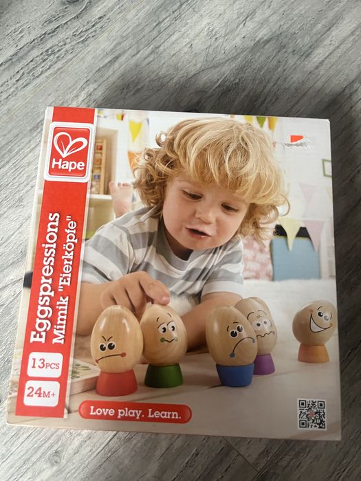 Zabawka drewniana montessori hape jajka