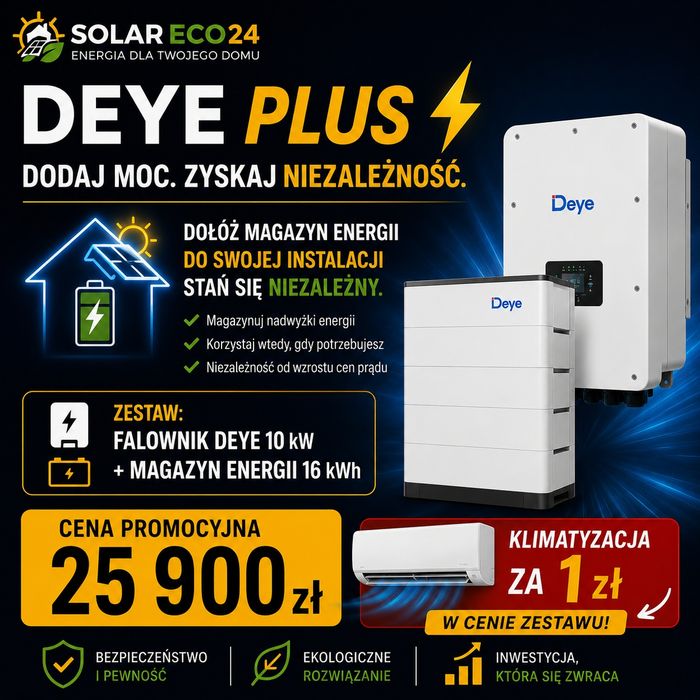 Klimatyzacja za 1 zł do każdego zestawu fotowoltaiki  ( falownik plus magazyn energii)