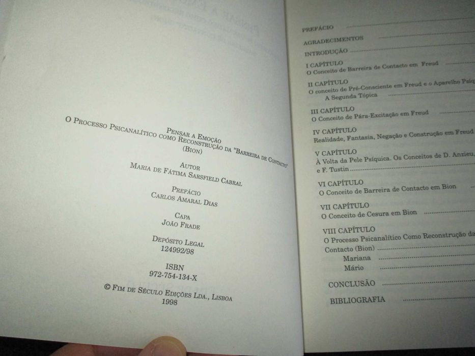 Livro Pensar a Emoção Maria de Fátima Sarsfield Cabral