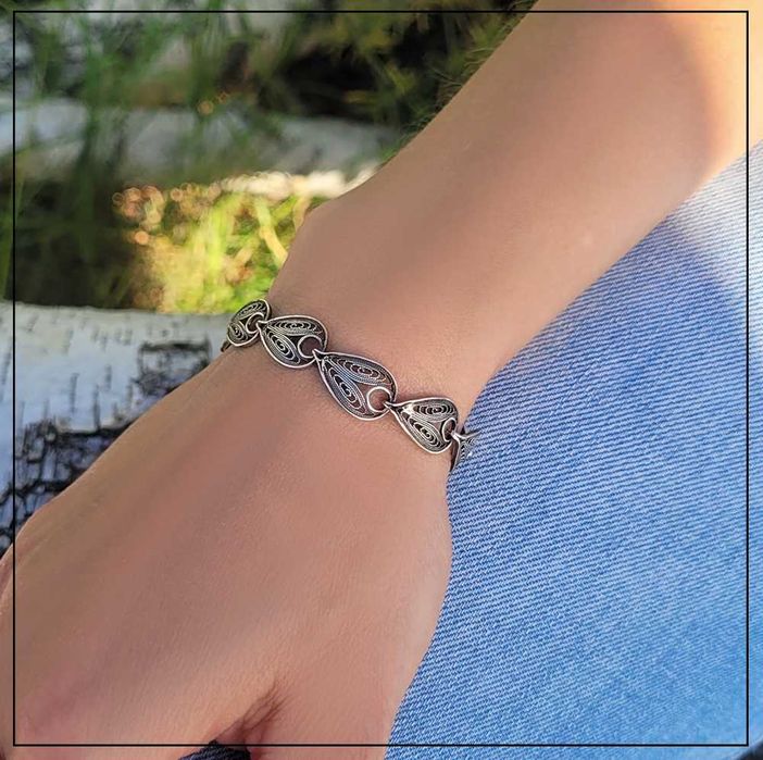 Filigranowa bransoletka TELKARI łezki – Srebro 925 oksydowane