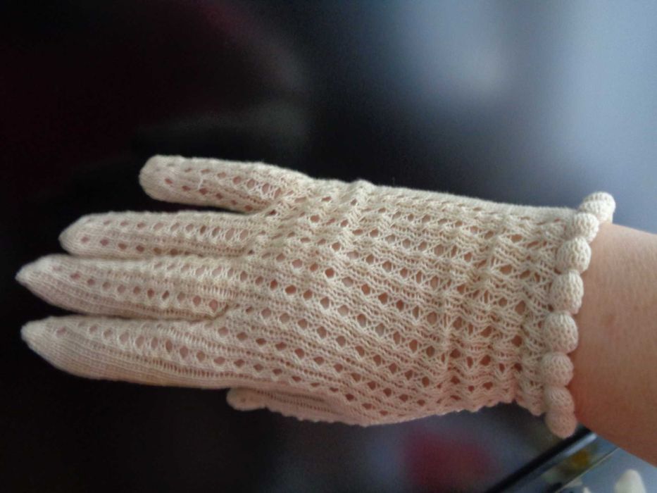 рукавички весільні ажурні шовк 27см
