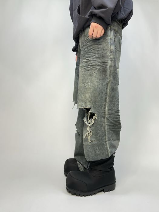 Custom baggy faded distressed джинси голубі сині кастом рвані штани L