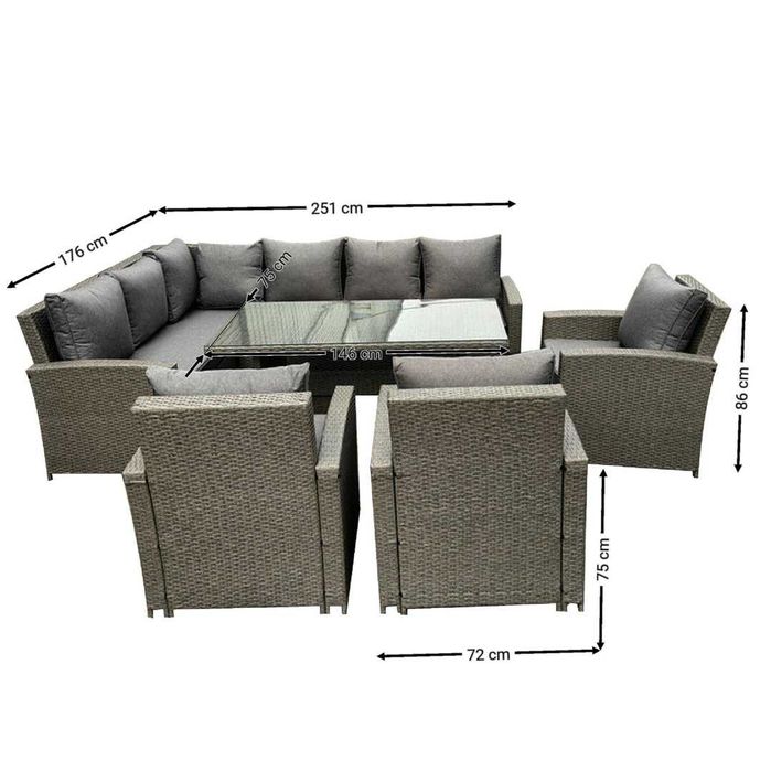 Duży Zestaw Mebli Ogrodowych Tarasowych Z Technorattanu 2 KOLORY!