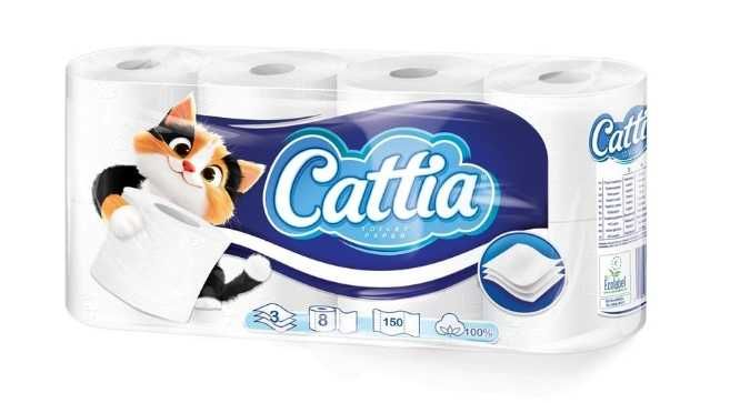 Papier Toaletowy Miękki Wytrzymały 3-Warstwowy Biały 8 rolek CATTIA