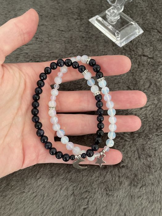 Zestaw bransoletek matching kamienie piaskowiec opal nowe biżuteria