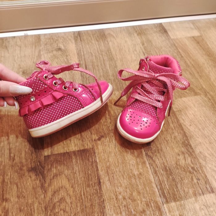 Ботинки кроссовки на змейке и шнуровке малиновые на девочку20р(12,5см)