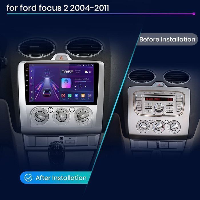 Ford Focus MK2 2004–2011 – Radio Android 15 9" CarPlay Android Auto 2GB/32GB GPS Nawigacja Stacja Multimedialna WiFi Bluetooth PL