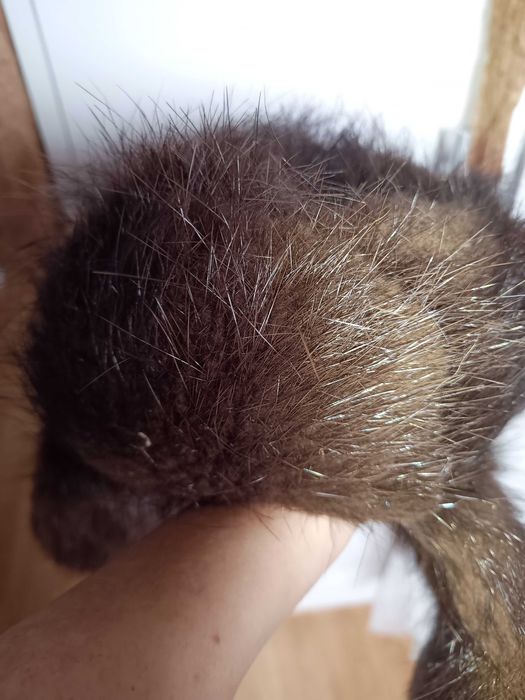 PRL stara czapka uszatka futro nat skóra unikat Retro