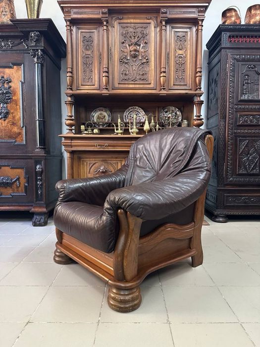 Шкіряний диван на дубовому каркасі кожа дерево 3777