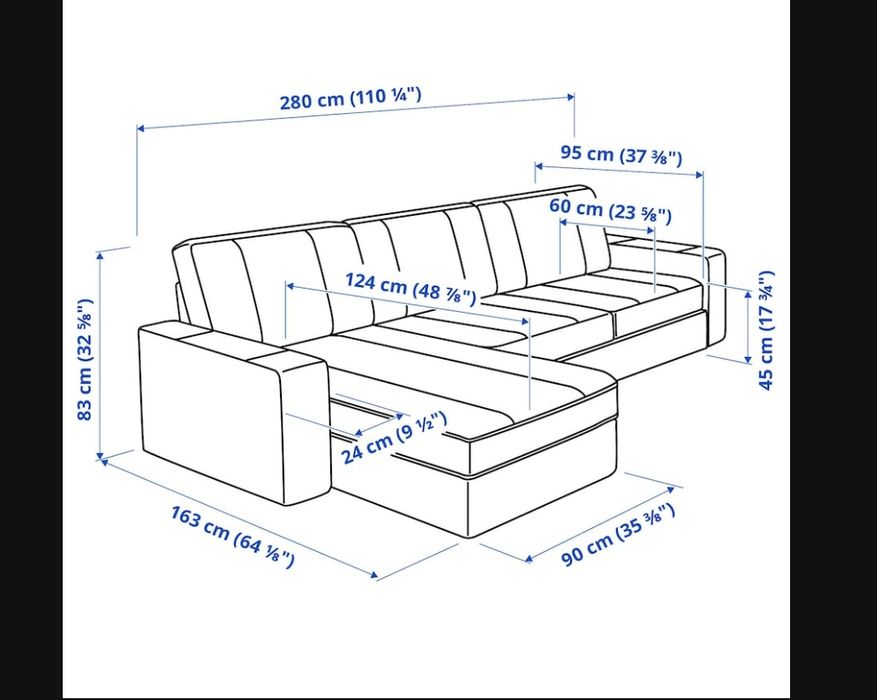 Sofá kivik IKEA 3 lugares com chaise long