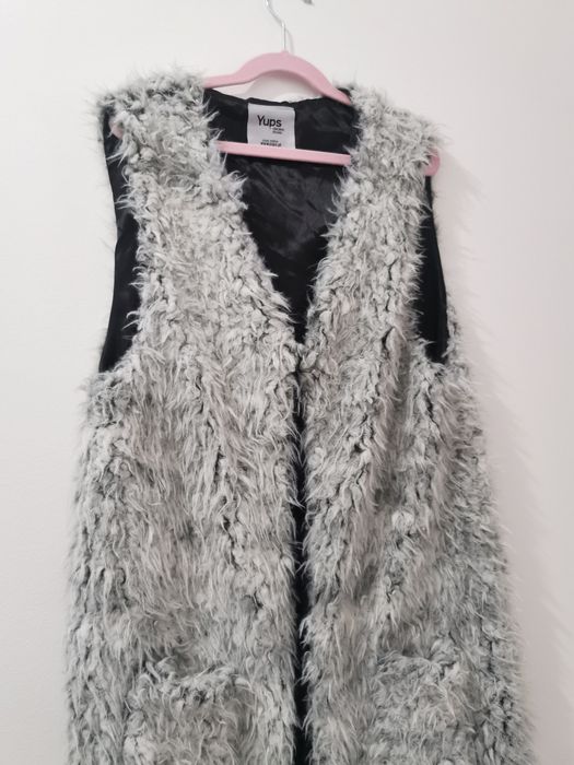 Kamizelka bezrękawnik miś baranek sherpa polar retro vintage