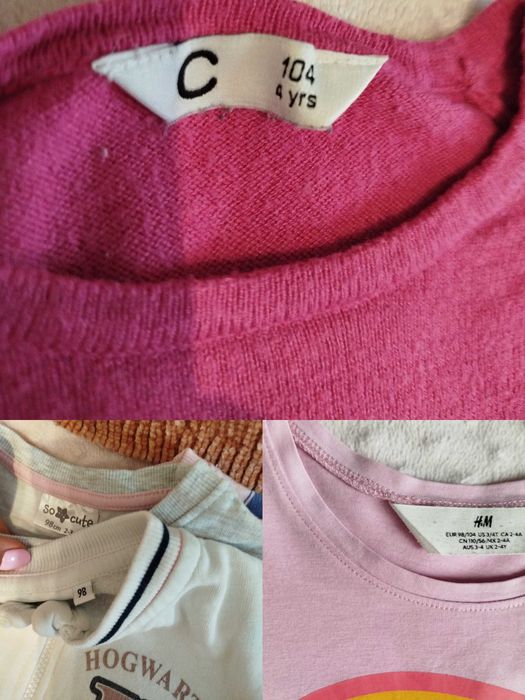 Zestaw 7szt. bluzy swetry sukienka bluzka 98 / 104