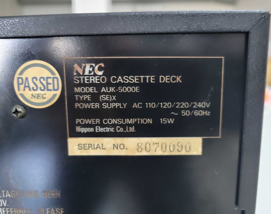 NEC Auk 5000E Deck Cassetes Made in Japan