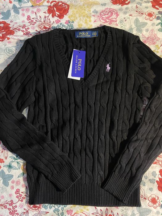 Malha da Ralph Lauren decote em V preta