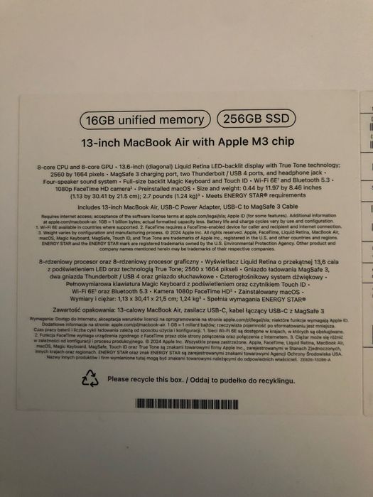 Apple MacBook Air 13”6 M3 2024