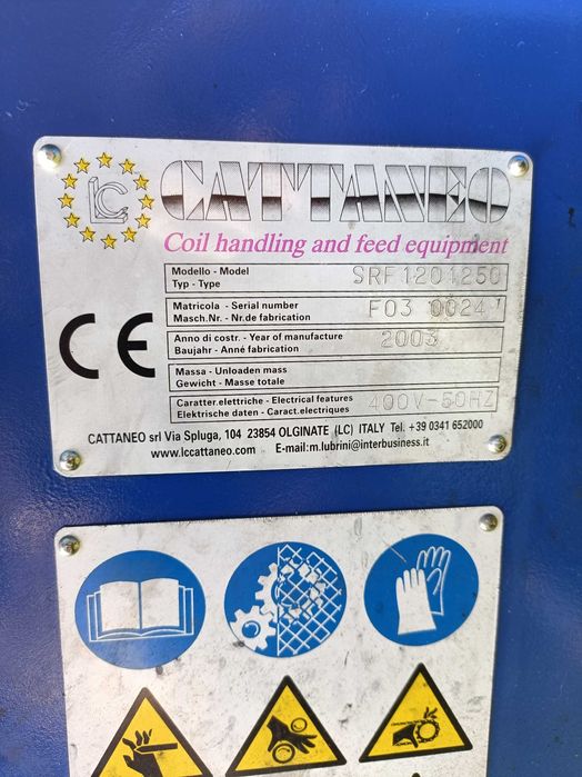 PODAJNIK WALCOWY (rolkowy) do prasy SRF120.1250 CATTANEO