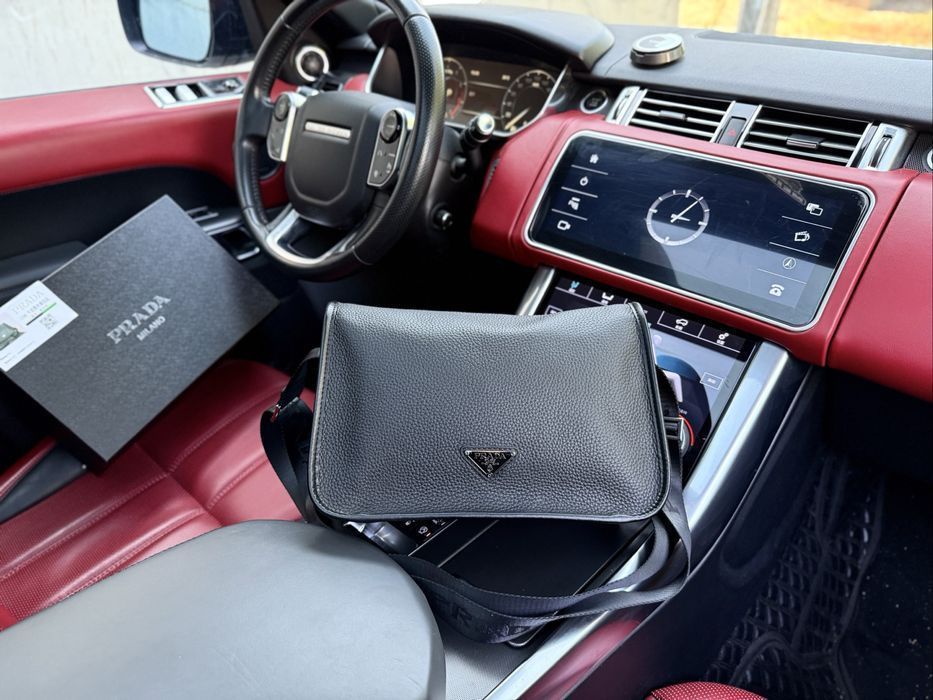 PRADA сумка мужская черная через плечо кожаная оригинал барсетка