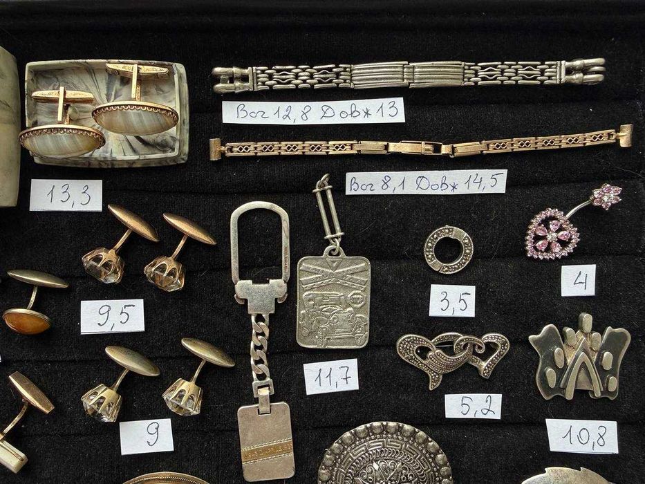 Брошки запонки браслети  брелки - срібло