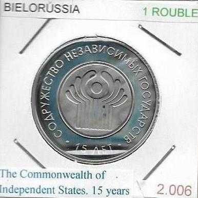 Bielorrússia - - 1 Rouble - 2006 -- C. E. Independentes -- Moeda Proof
