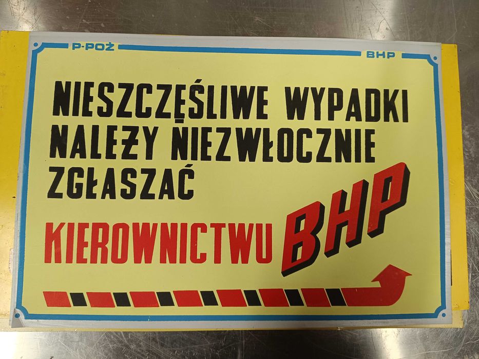 Tablica BHP ostrzegawcza informacyjna PRL