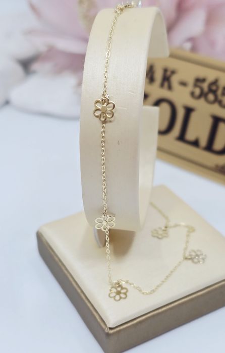 Złota bransoletka na nogę próba 585 14k