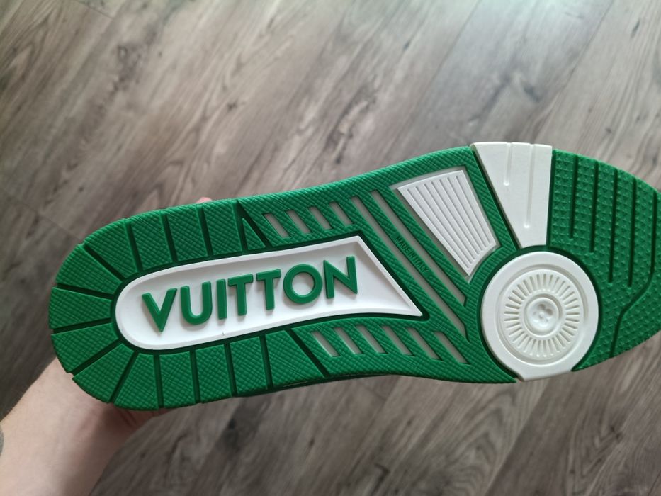 Louis Vuitton Trainer Green Monogram Denim White