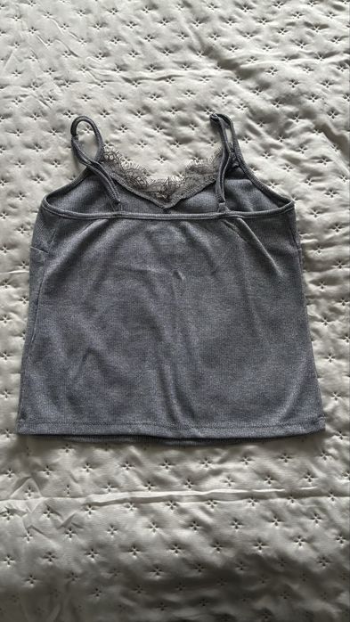 Sinsay XS/34 szara srebrna nic pizama spodnie i top