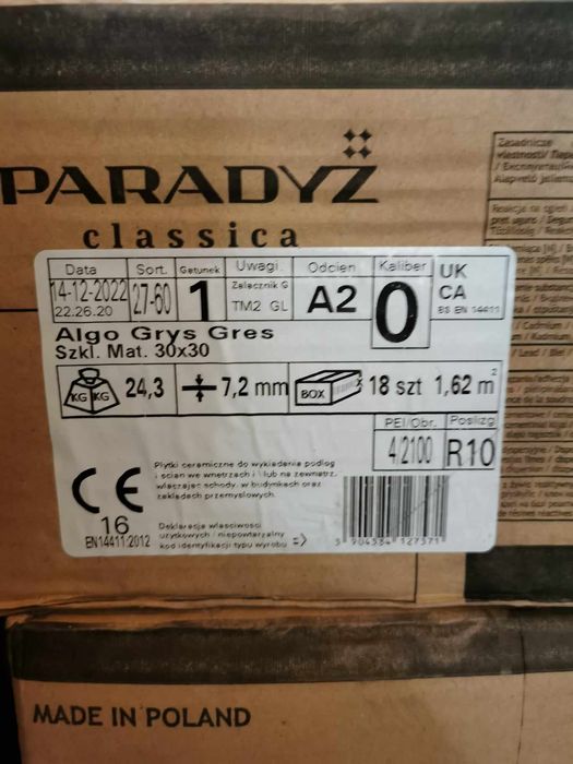 Paradyz Classic ALGO BIANCO/algo grys GRES MAT 30X30