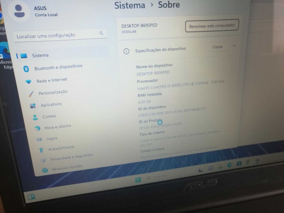 Portátil ASUS i3 Modelo F554L