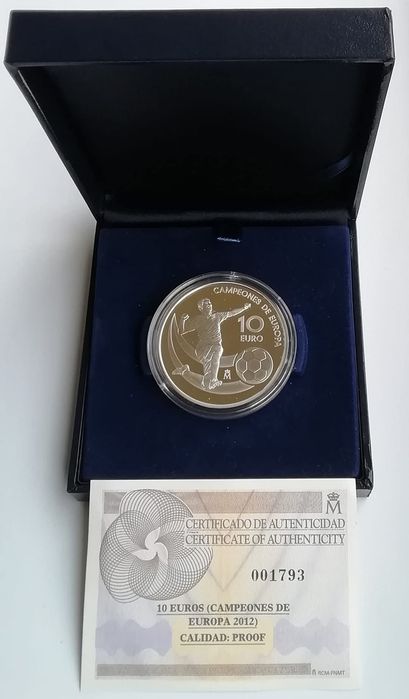 Іспанія 10 євро 2012р. Чемпіонат Європи з футболу. СРІБЛО. ПРУФ.