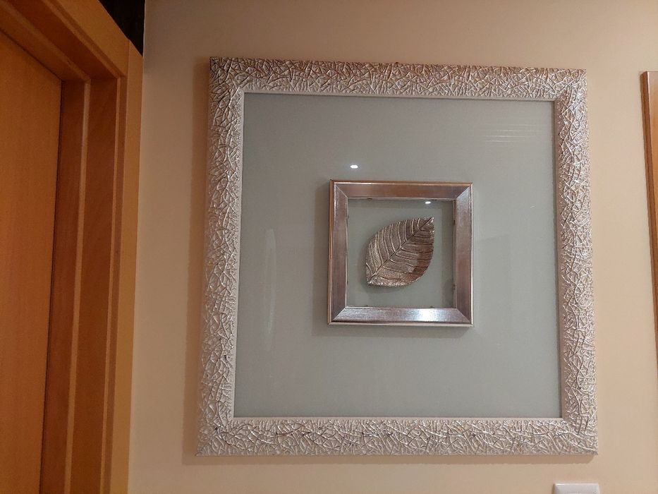 Quadro Branco & Prateado 75x75