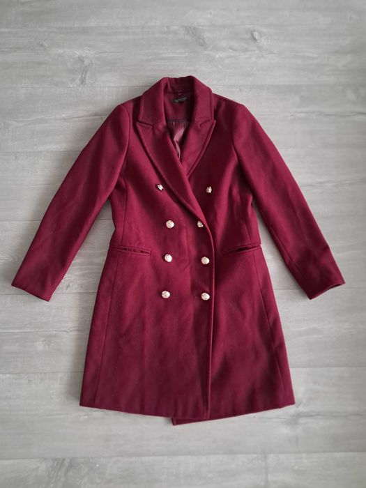Burgundowy plaszcz TopShop 36 S