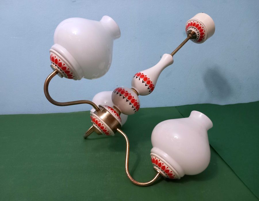 Żyrandol porcelanowy Lampa sufitowa wisząca sprawna RETRO z PRL