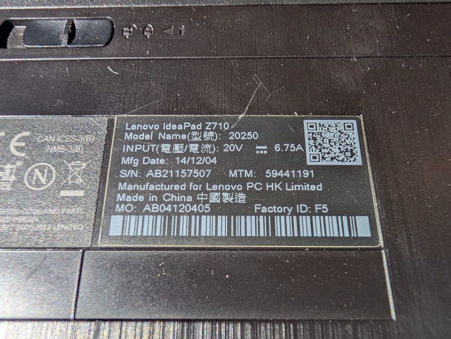 Laptop Lenovo IdeaPad Z710