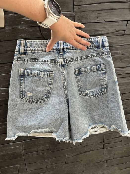 Spodenki jeansowe szorty denim z przetarciami 140 Pepco z regulacją