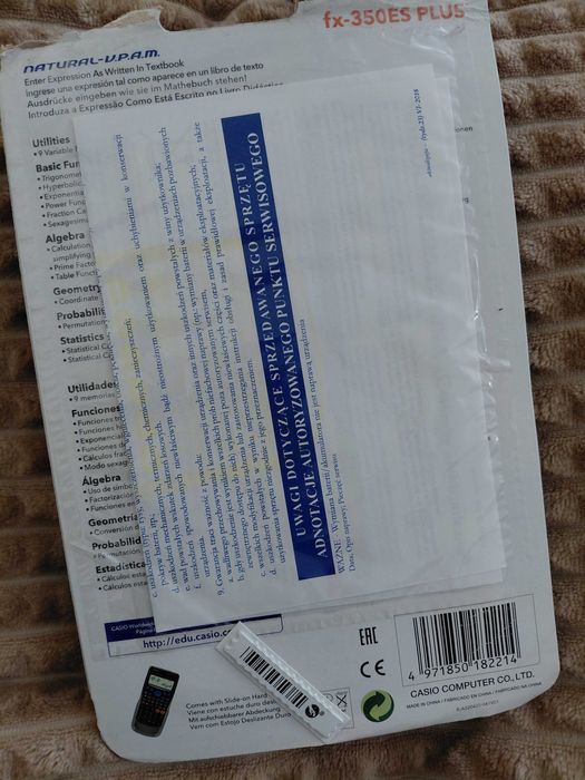 Kalkulator naukowy Casio fx-350ES PLUS 252 funkcje