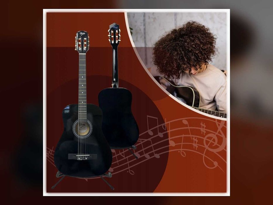 Nowa Gitara Klasyczna 4/4 V-Tone BCG Czarna Nylonowe Struny Akordy